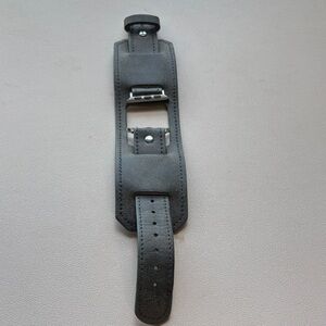 Black Leather Watch Cuff Strap - for Apple Watch